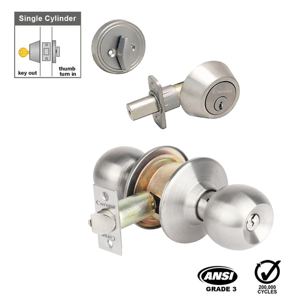 Corona Entrance Keyed & Single Deadbolt Combination Lock