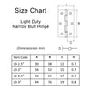 Stainless 304 Light Duty Narrow Butt Hinge