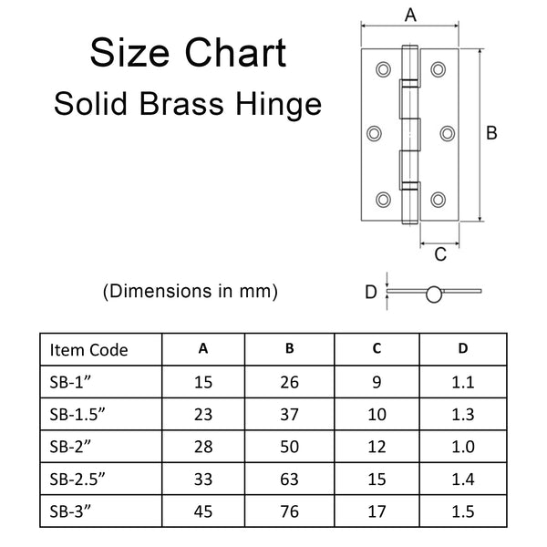 Solid Brass Narrow Butt Hinge
