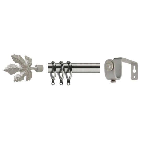 Leaf Satin Nickel Iron Curtain Rod Set