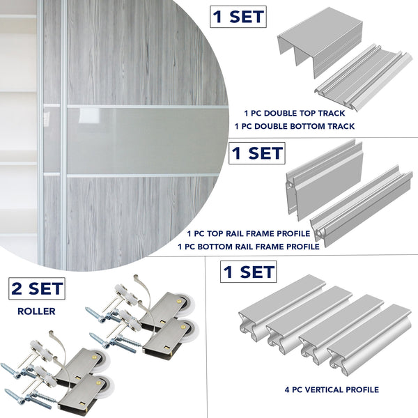 Aluminum Profile Sliding Wardrobe Mechanism Set