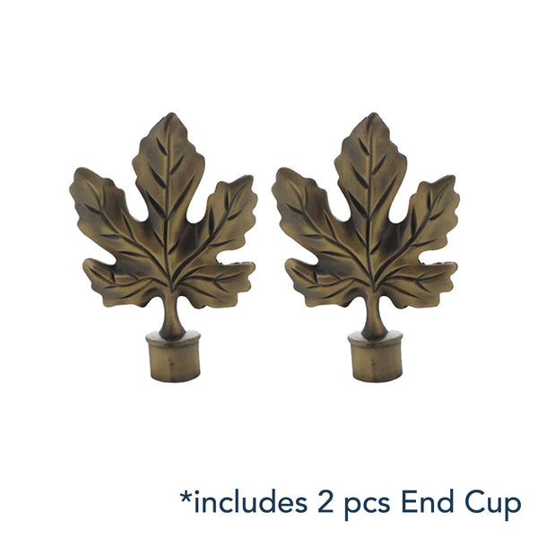 Leaf Antique Brass Iron Curtain Rod Set