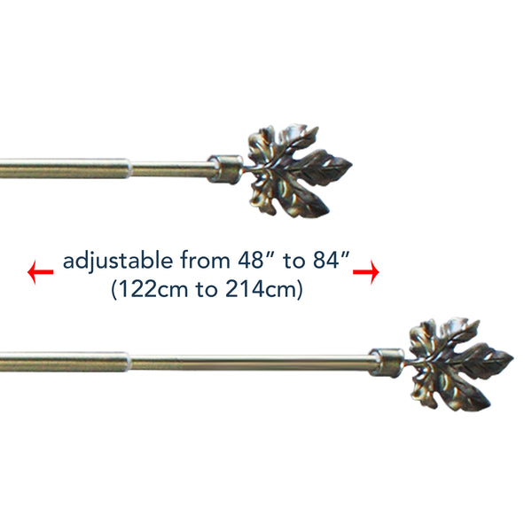 Leaf Antique Brass Iron Curtain Rod Set