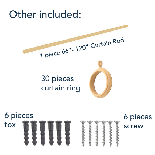 Light Oak Wood Laminated Curtain Rod Set