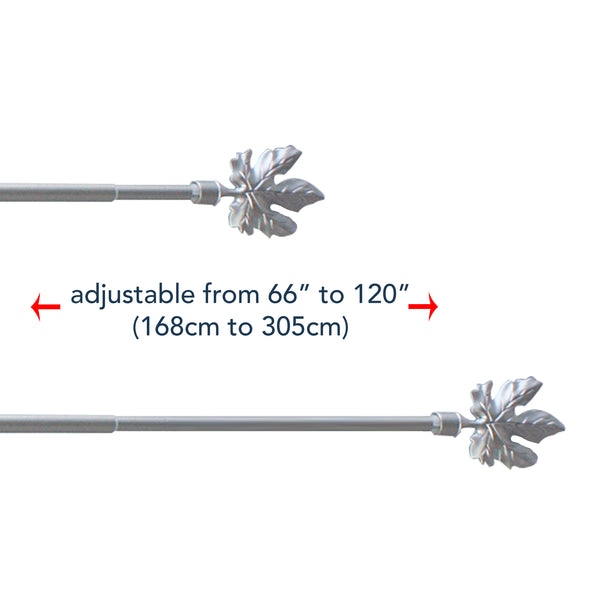Leaf Satin Nickel Iron Curtain Rod Set