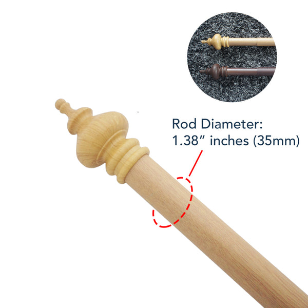 Light Oak Wood Laminated Curtain Rod Set