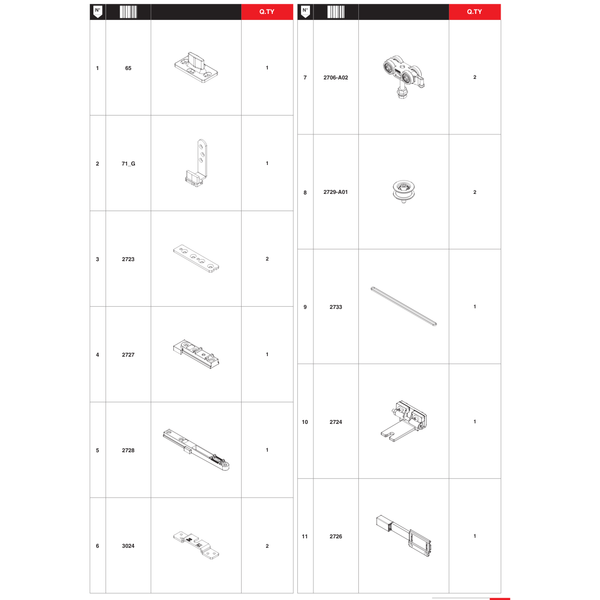 TERNO T-Belt Classic Synchronous Sliding Door Kit (3 Wooden Doors)
