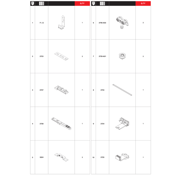 TERNO T-Belt Classic Synchronous Sliding Door Kit (3 Wooden Doors)