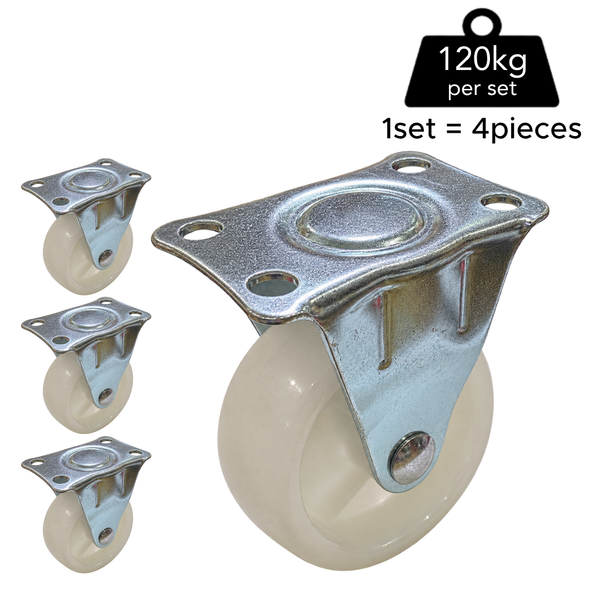 Fixed Rigid Type White Nylon Caster (4 pieces)