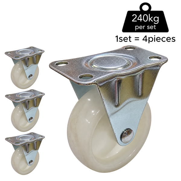 Fixed Rigid Type White Nylon Caster (4 pieces)