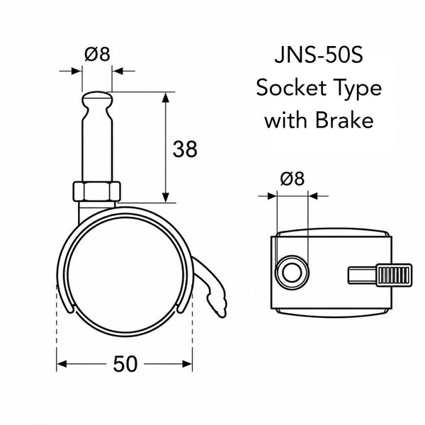 Socket Type With Brake Twin Caster