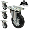 Plate Type With Hood Black Rubber Caster