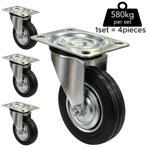 Plate Type With Hood Black Rubber Caster