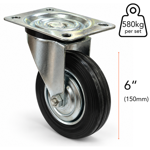 Plate Type With Hood Black Rubber Caster