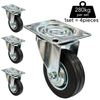 Plate Type With Hood Black Rubber Caster
