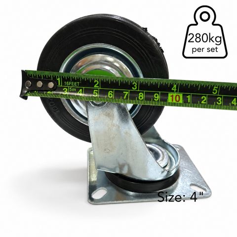 Plate Type With Hood Black Rubber Caster
