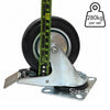 Plate Type With Hood and Double Brake Black Rubber Caster (4 pieces)