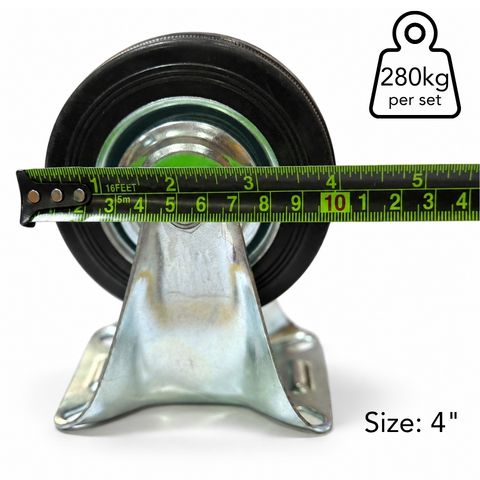Fixed Rigid Type With Hood Black Rubber Caster (4 pieces)