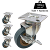 Plate Type With Brake Gray Rubber Caster