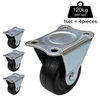 Fixed Rigid Type Black Rubber Caster (4 pieces)