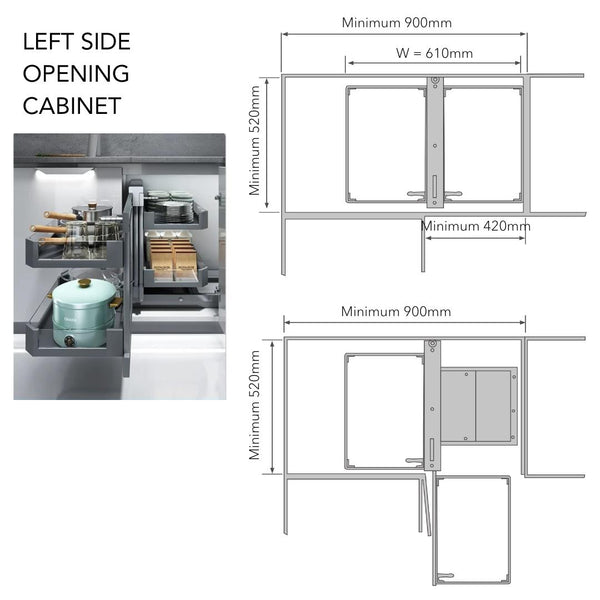 Magic Corner Basket for Kitchen Cabinet