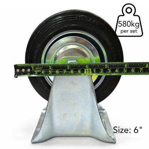 Fixed Rigid Type With Hood Black Rubber Caster (4 pieces)