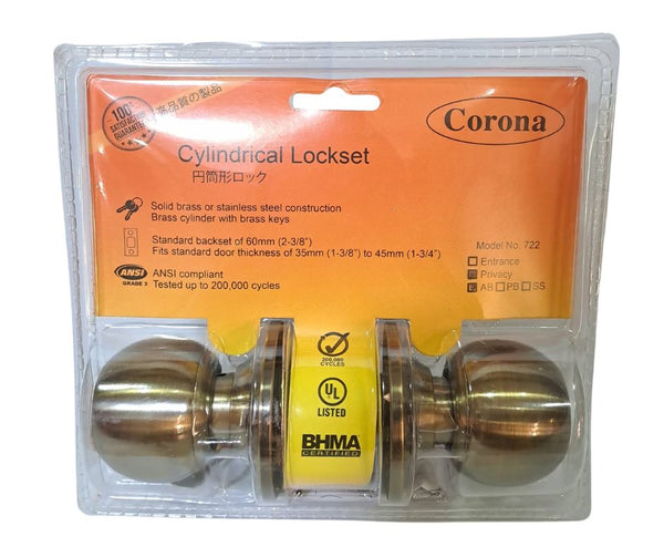 Corona Cylindrical Privacy Keyless Bathroom Lock