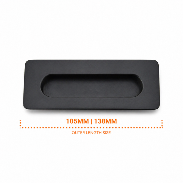 7872 Rectangle Black Flush Pull