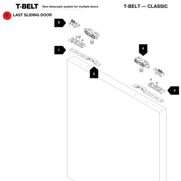 TERNO T-Belt Classic Synchronous Sliding Door Kit (3 Wooden Doors)