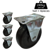 Fixed Rigid Type Black Rubber Caster (4 pieces)