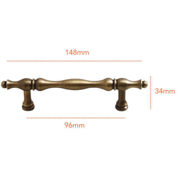 AB971 Antique Solid Brass Handle (PREORDER)