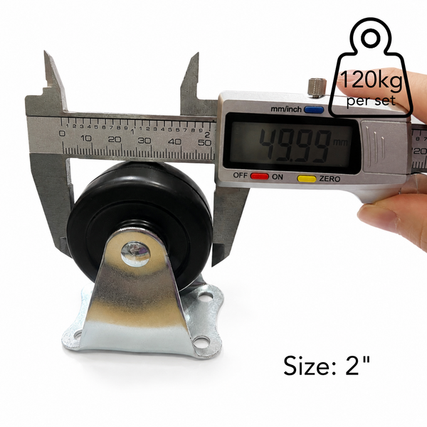 Fixed Rigid Type Black Rubber Caster (4 pieces)