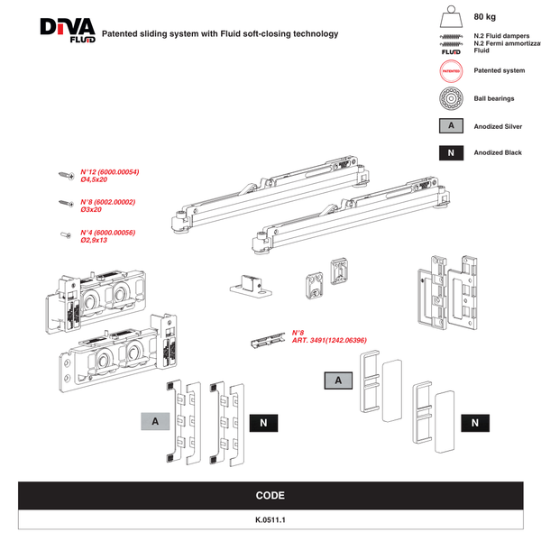 Terno Diva Fluid Italian Sliding Barn Door