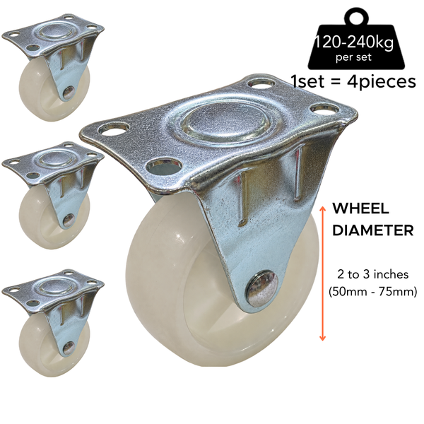 Fixed Rigid Type White Nylon Caster (4 pieces)
