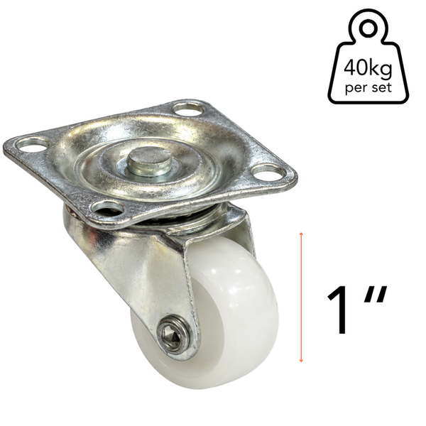 Plate Type White Nylon Caster (4 pieces)