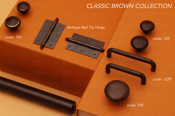 104 Brown Ceramic Knob with Golden Ring