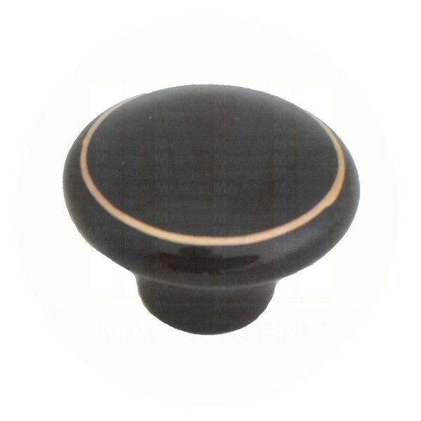 104 Black Ceramic Knob with Golden Ring