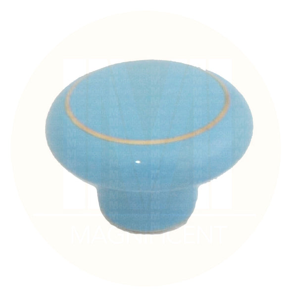 104 Blue Ceramic Knob with Golden Ring