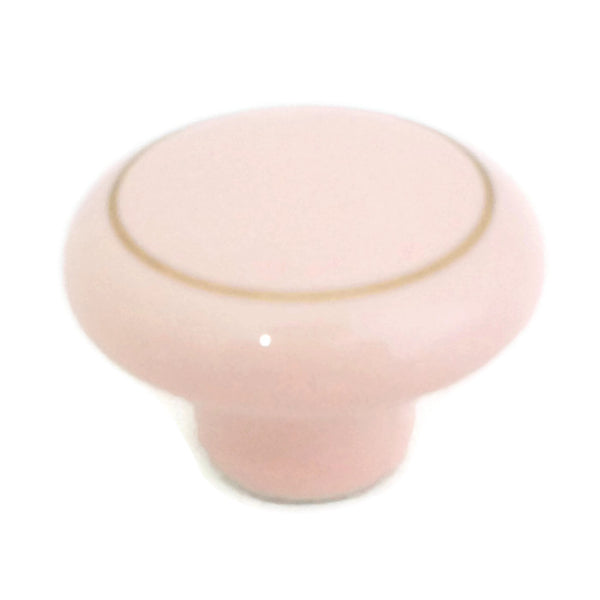 104 Pink Ceramic Knob with Golden Ring - Magnificent Marketing (DIY Builders Hardware)
