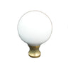 106 White Spherical Ceramic Knob with Brass Base - Magnificent Marketing (DIY Builders Hardware)
