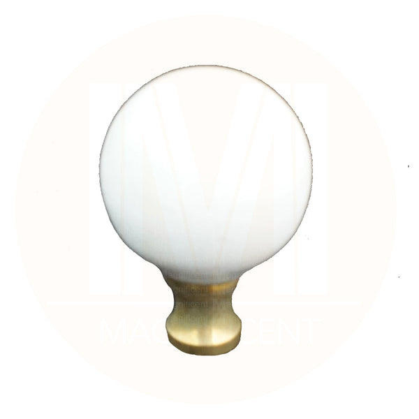 106 White Spherical Ceramic Knob with Brass Base