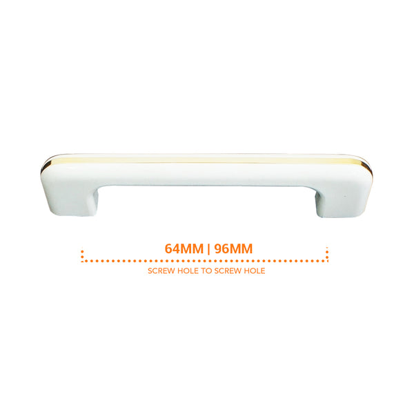 164 White with Gold Stripes Plastic Pull