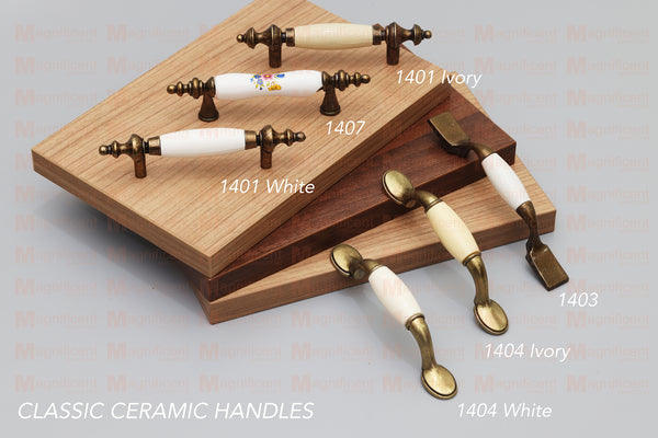 1401 White Antique English Classy Ceramic Pull