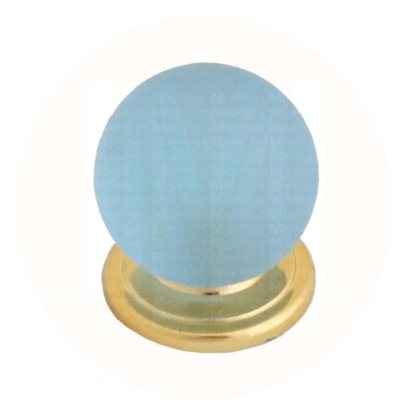 313 Blue Round Knob with Brass Base