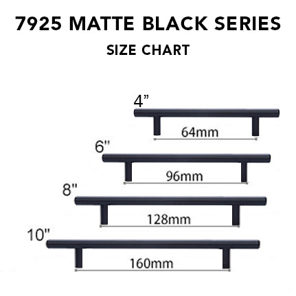7925 Matte Black Hollow T Bar Handle