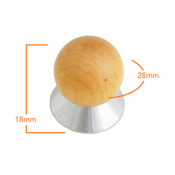 N18 Wooden Knob with Chrome Plated Base