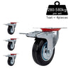 Plate Type With Hood and Double Brake Black Rubber Caster (4 pieces)